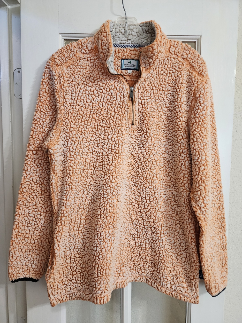 Properly Tied Pintail Sherpa Pullover Peach Women's S Oversized